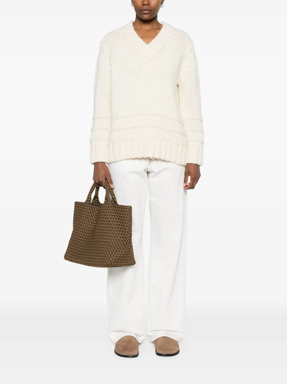 Moncler Trui met V-hals Beige