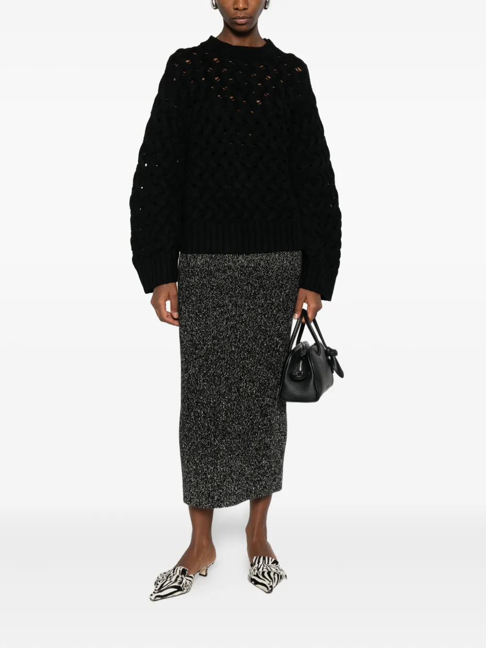 P.a.r.o.s.h Open-knit Sweater In Black