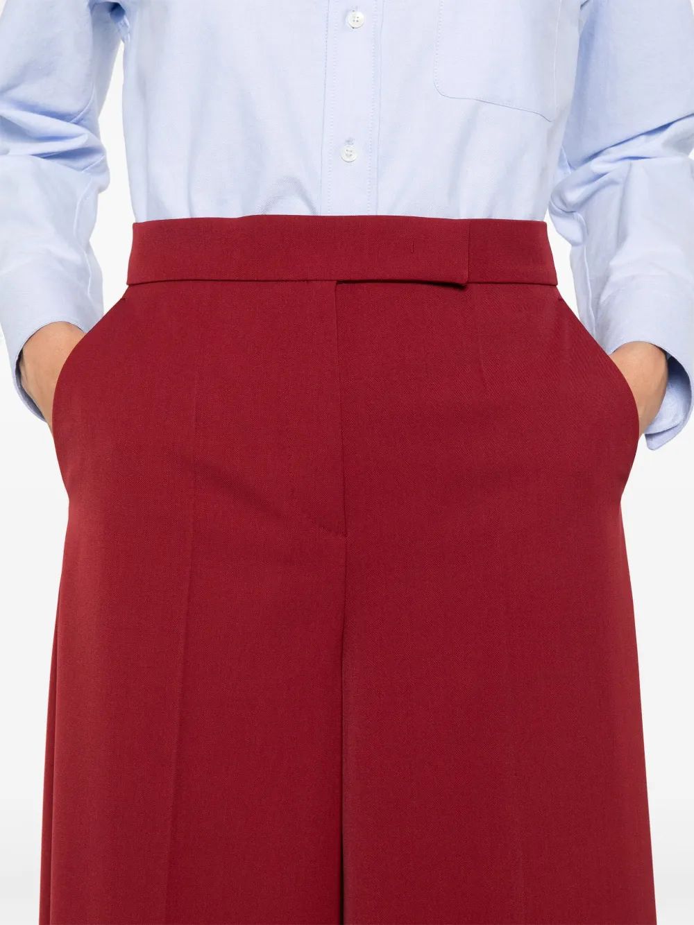 Max Mara High-waist broek van scheerwol Rood