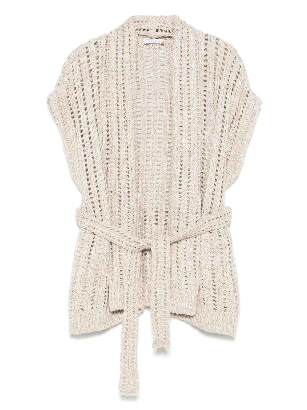 Brunello Cucinelli Wikkelvest met ceintuur Beige