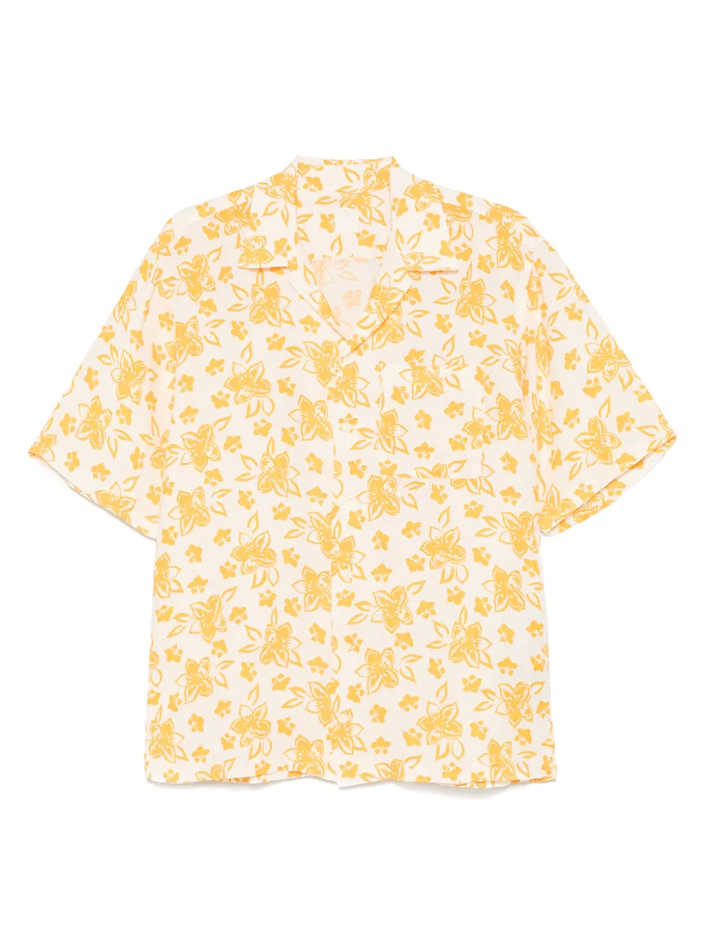 120% Lino floral-pattern linen shirt - ニュートラル 120% Lino floral-pattern linen shirt - ニュートラル