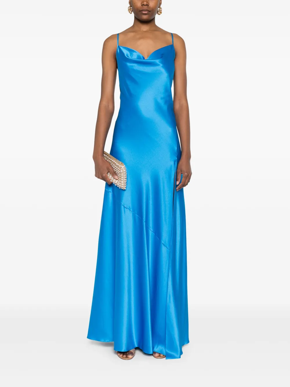 Danamé Satijnen maxi-jurk - Blauw