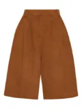 Rosetta Getty pleat-front suede shorts - Brown