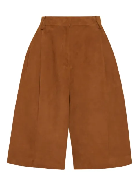 Rosetta Getty pleat-front suede shorts
