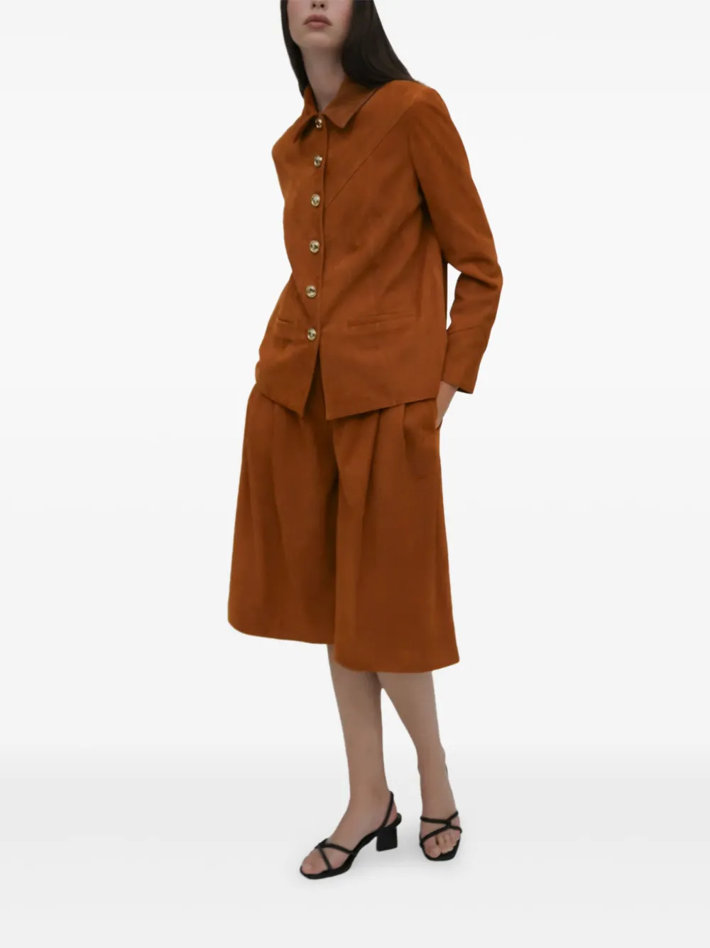 Rosetta Getty Geplooide suède shorts Bruin