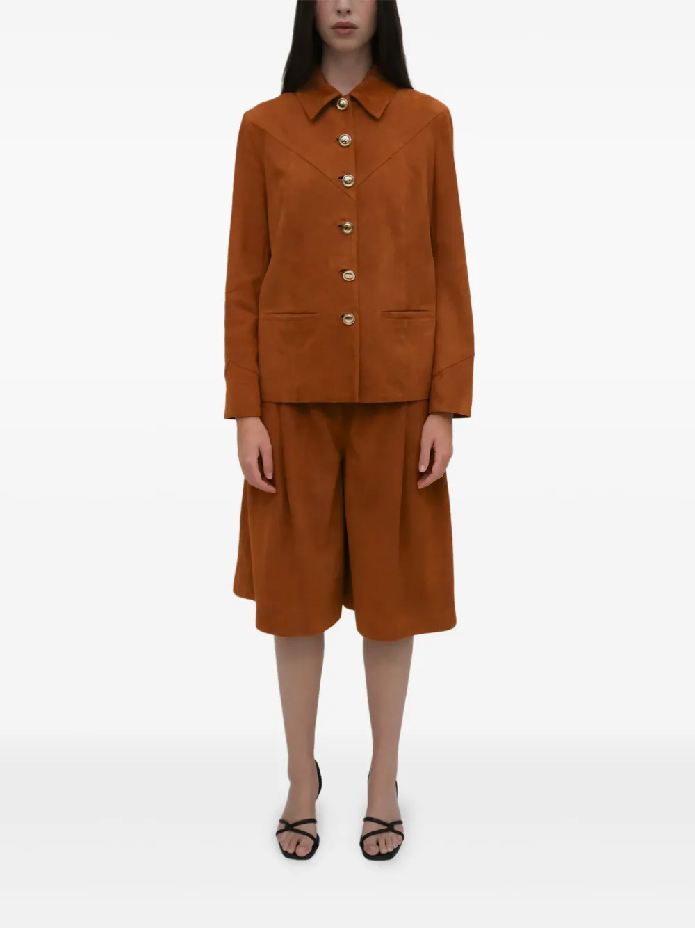 Rosetta Getty Geplooide suède shorts Bruin