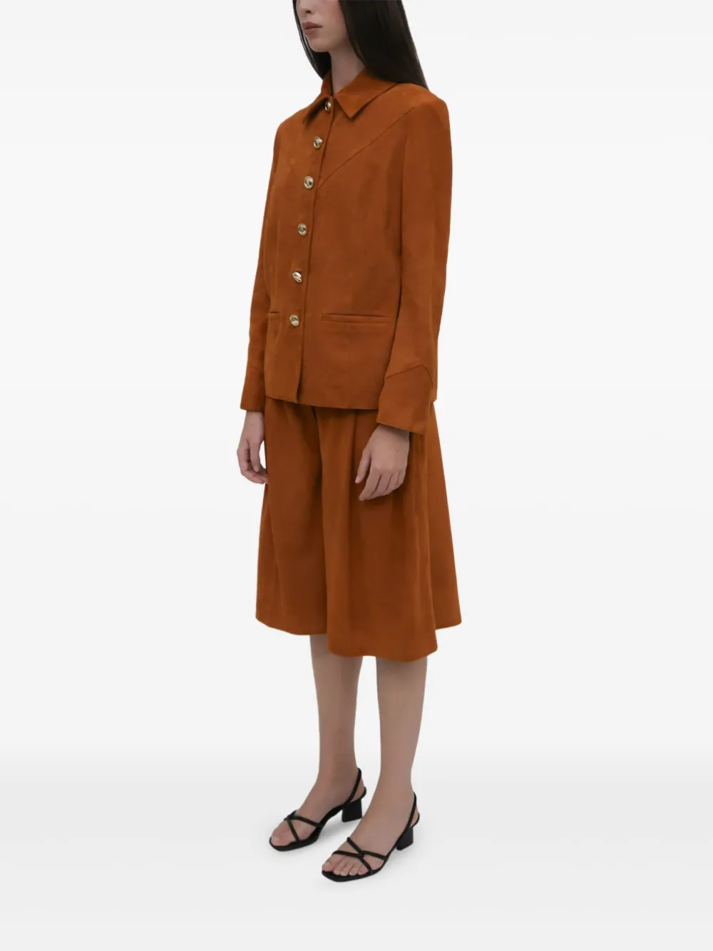 Rosetta Getty Geplooide suède shorts Bruin