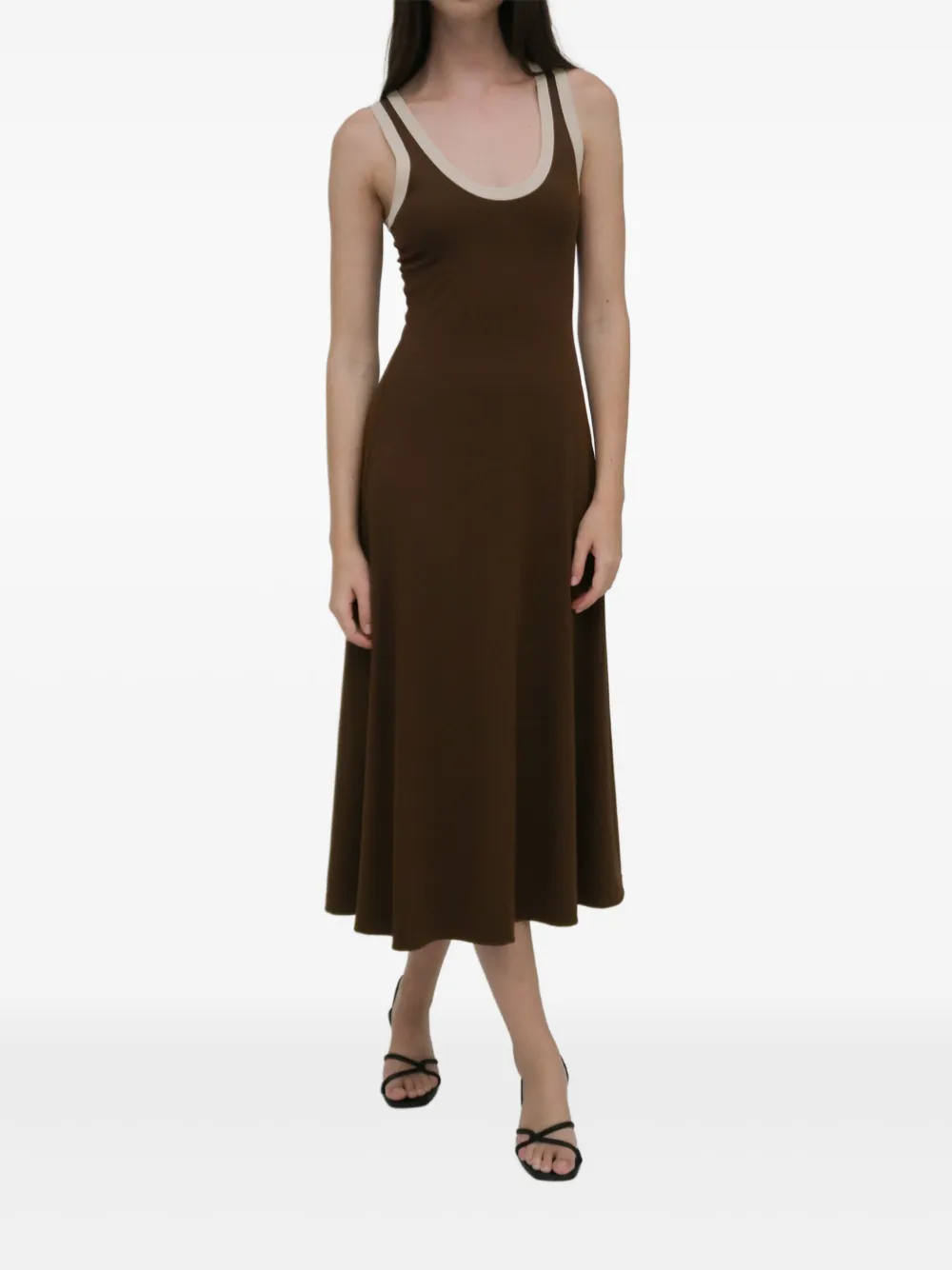 Rosetta Getty Geribbelde midi-jurk Bruin