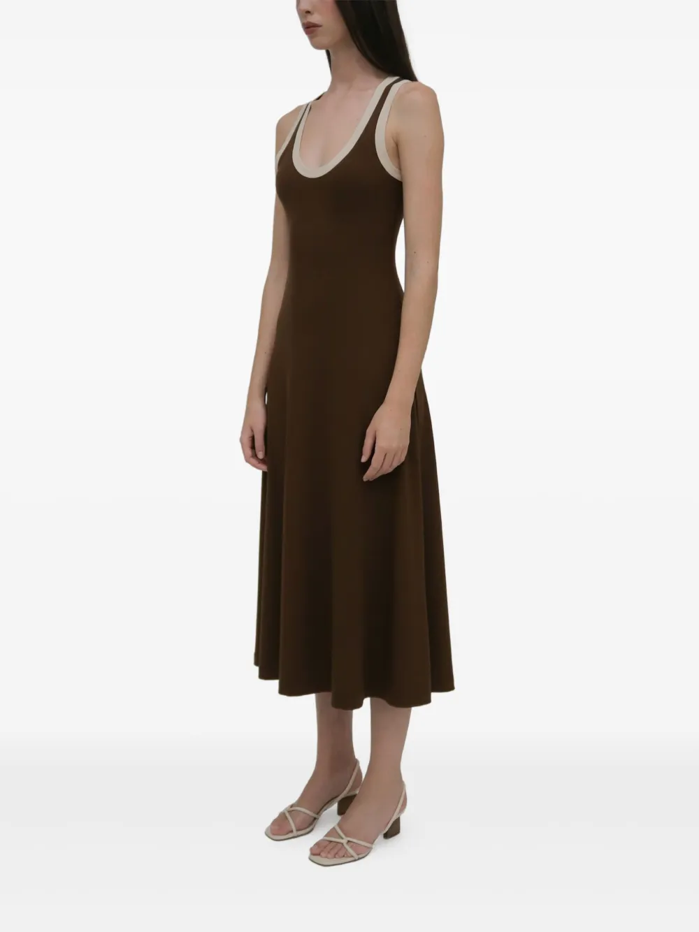 Rosetta Getty Geribbelde midi-jurk Bruin