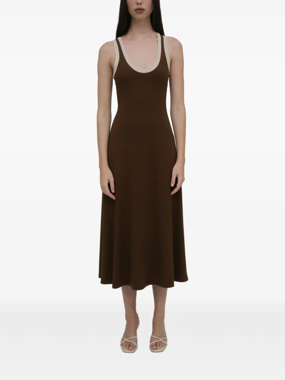 Rosetta Getty Geribbelde midi-jurk Bruin