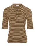Rosetta Getty striped short-sleeve polo top - Neutrals