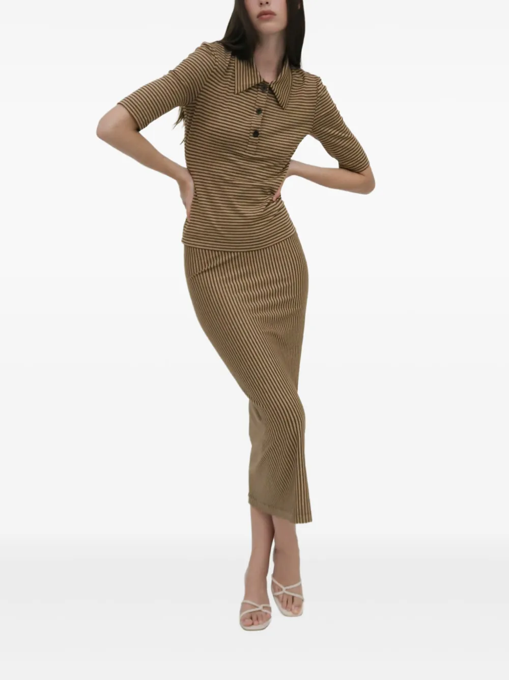Rosetta Getty Gestreepte polotop Beige
