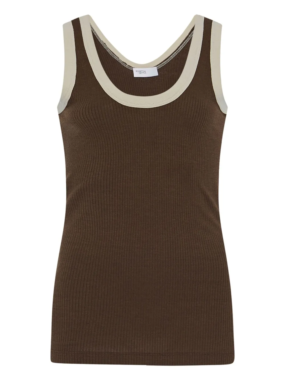 Rosetta Getty ribbed contrast-trim top | Brown | Image 1