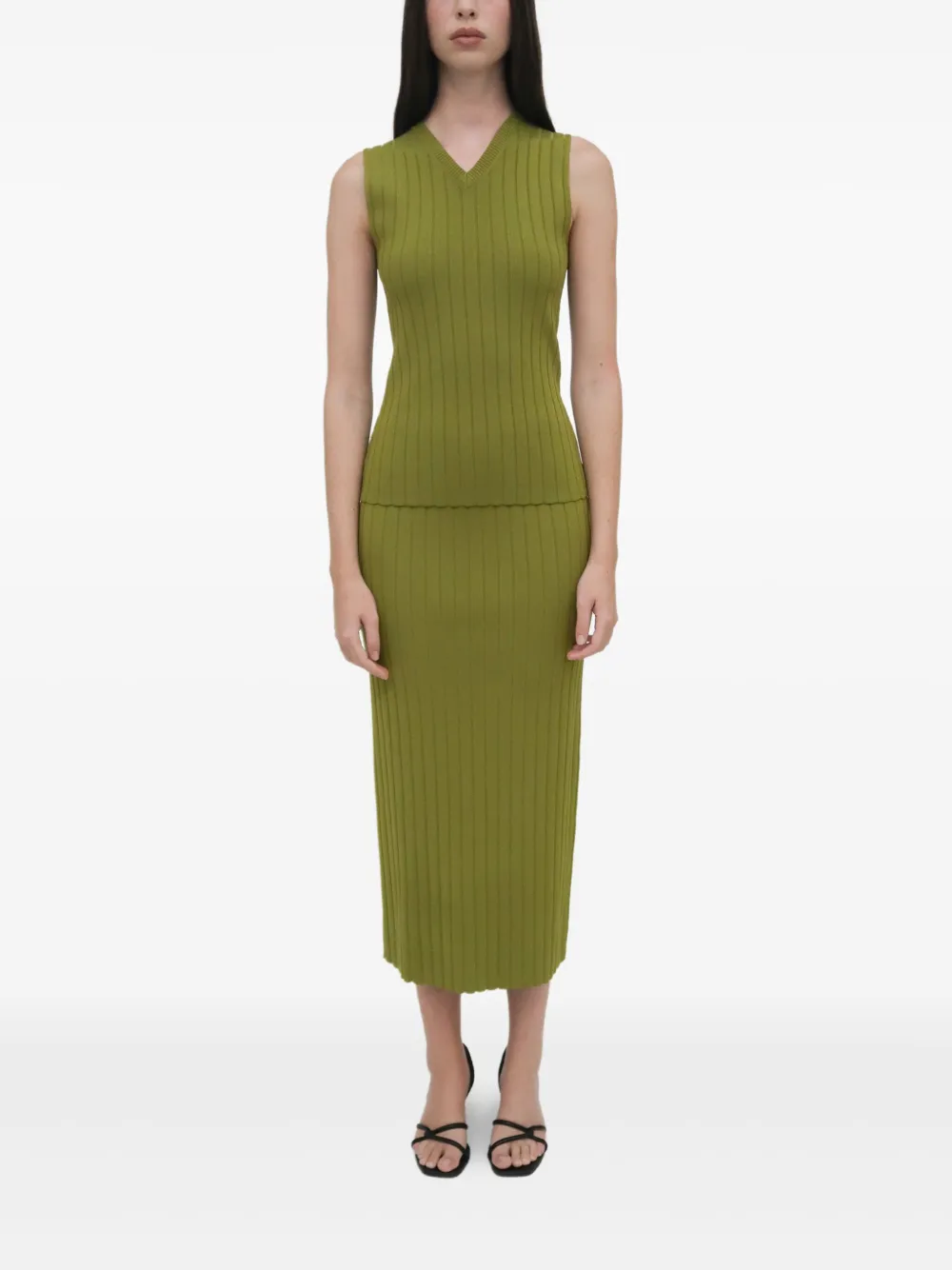 Rosetta Getty Ribgebreide rok Groen