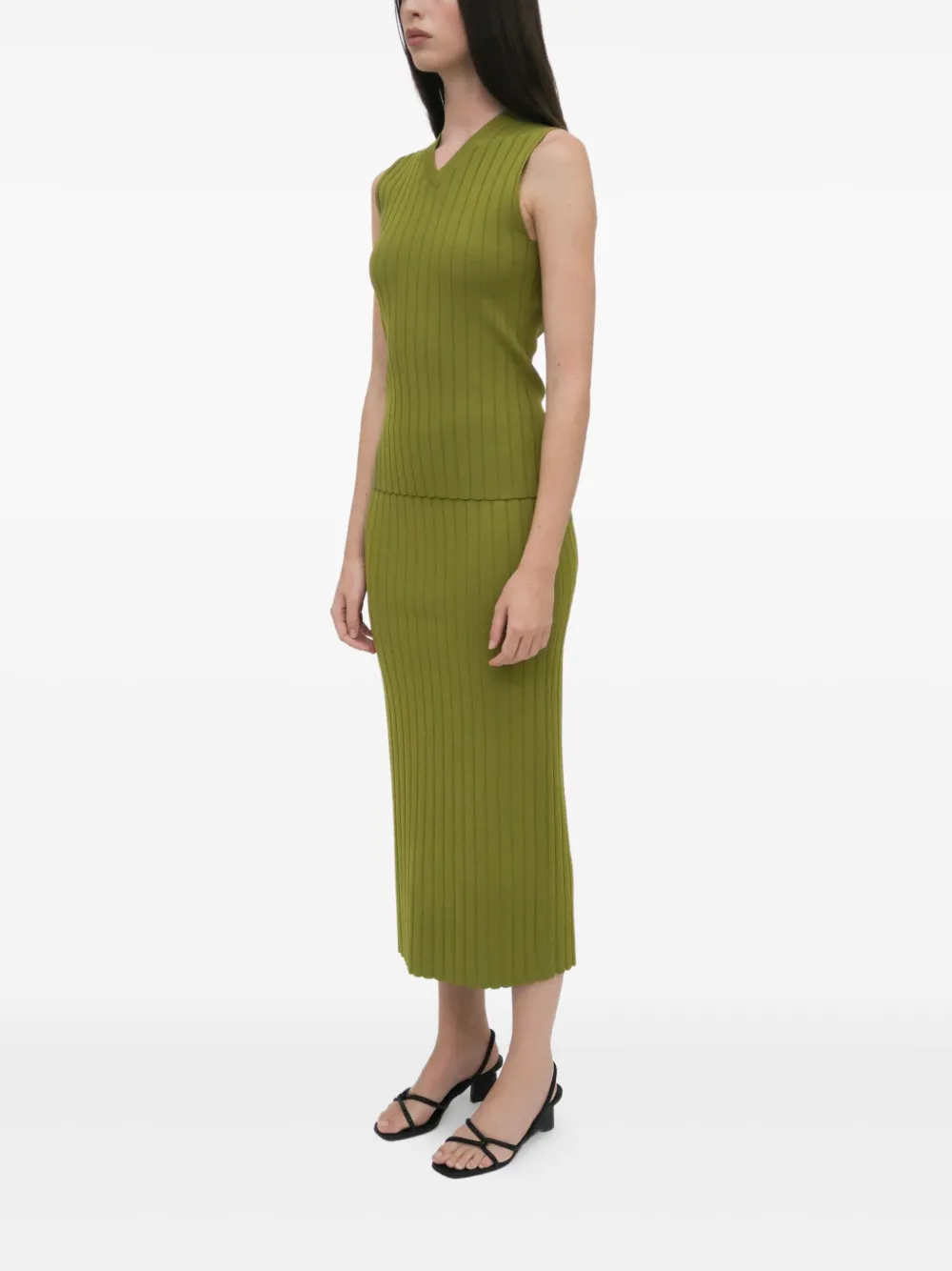 Rosetta Getty Ribgebreide rok Groen