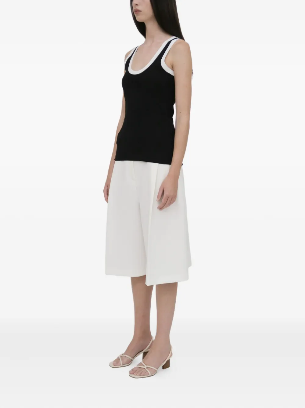 Rosetta Getty Geribbelde contrasterende tanktop Zwart