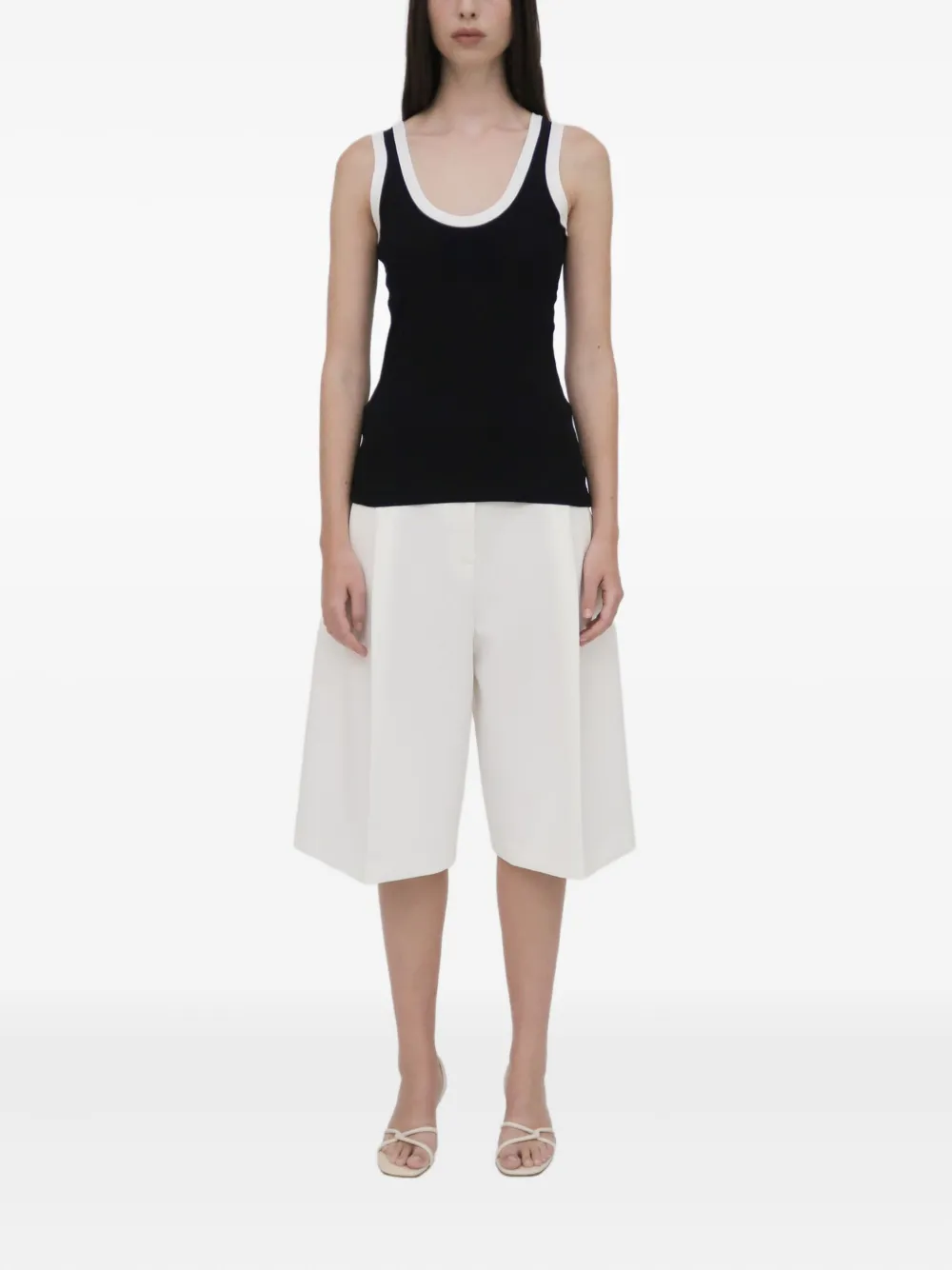 Rosetta Getty Geribbelde contrasterende tanktop Zwart