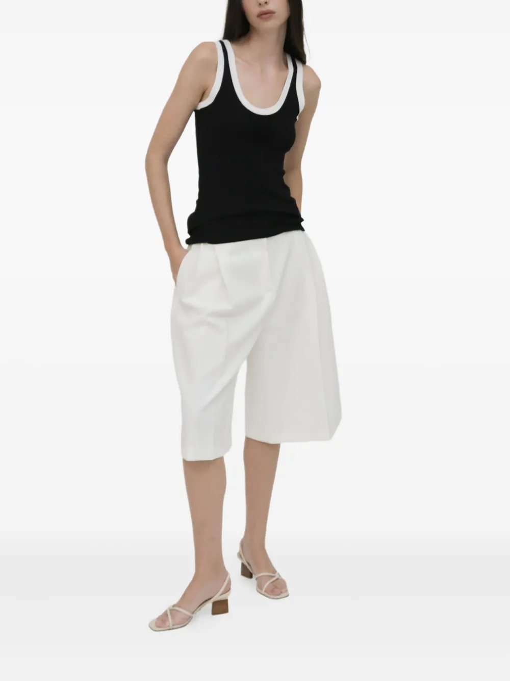 Rosetta Getty Geribbelde contrasterende tanktop Zwart