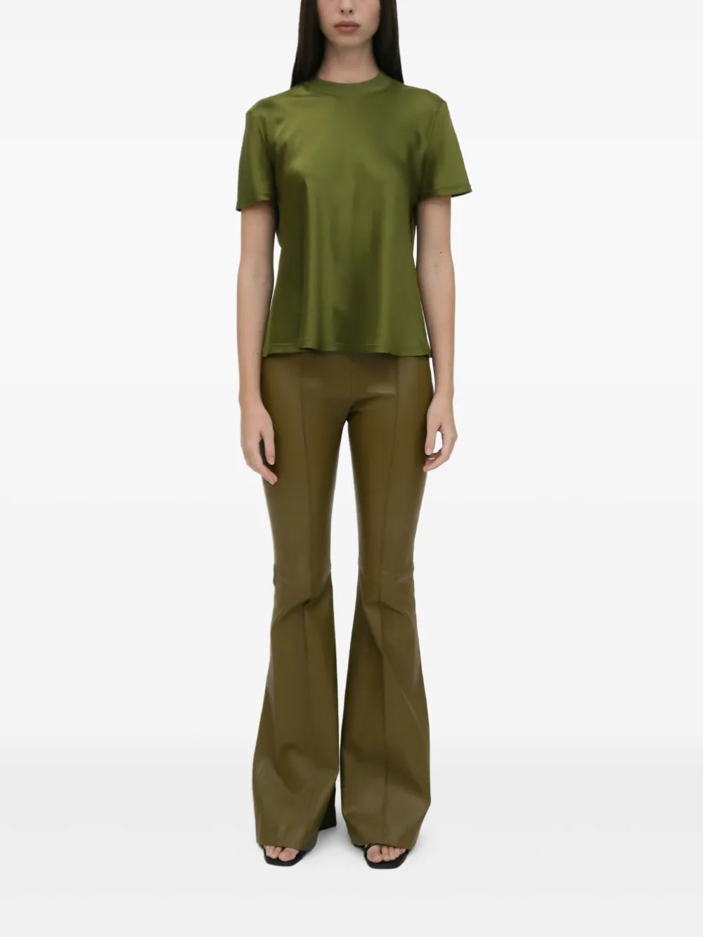 Rosetta Getty T-shirt met satijnen afwerking Groen