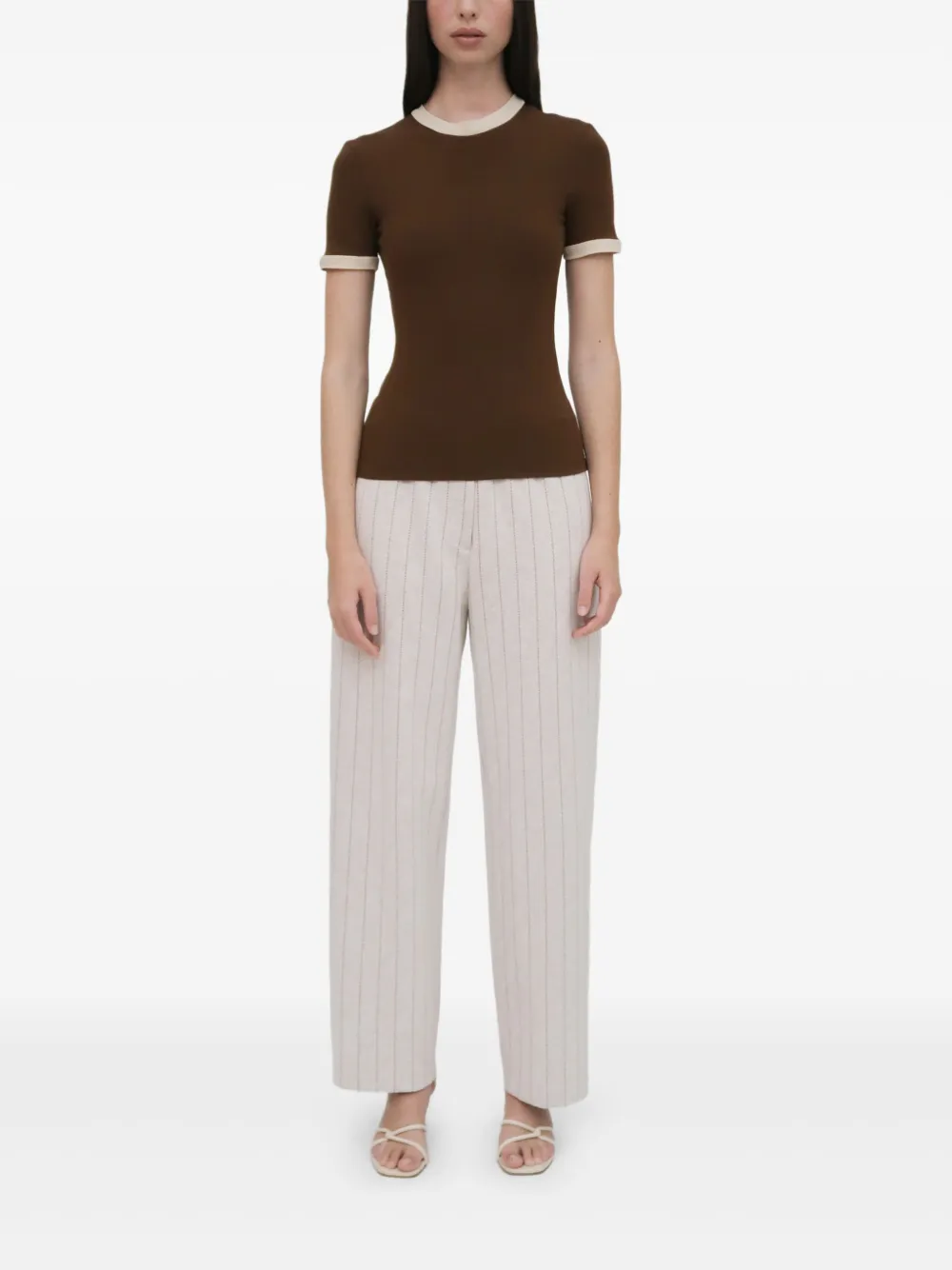 Rosetta Getty Ribgebreid T-shirt Bruin