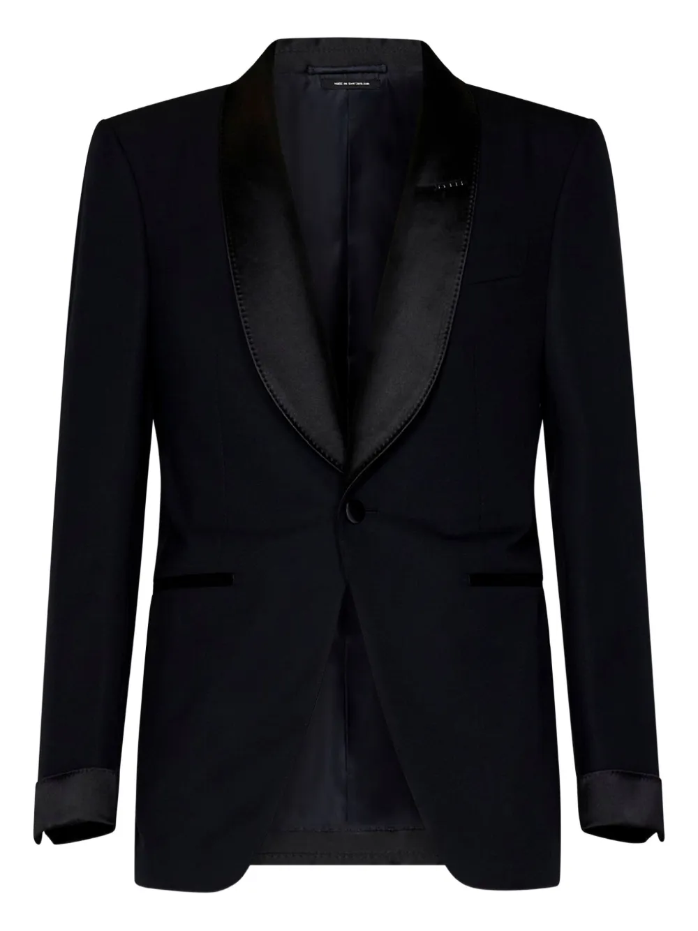 Tom Ford Mens Black Shawl-lapel Tapered-leg Master Evening Wool Suit In Black