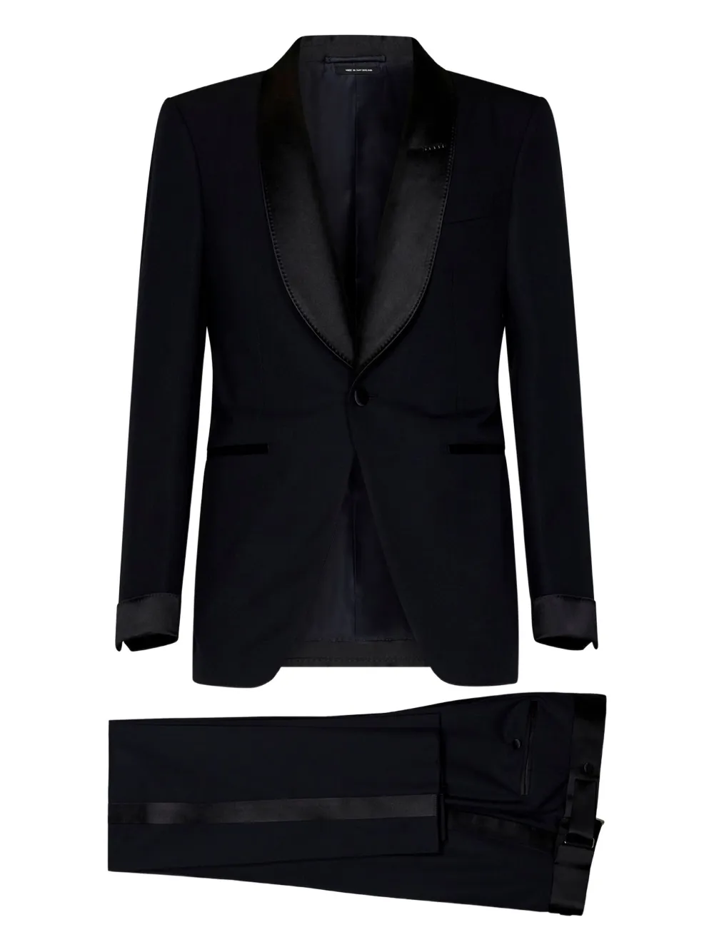 Tom Ford Mens Black Shawl-lapel Tapered-leg Master Evening Wool Suit In Black