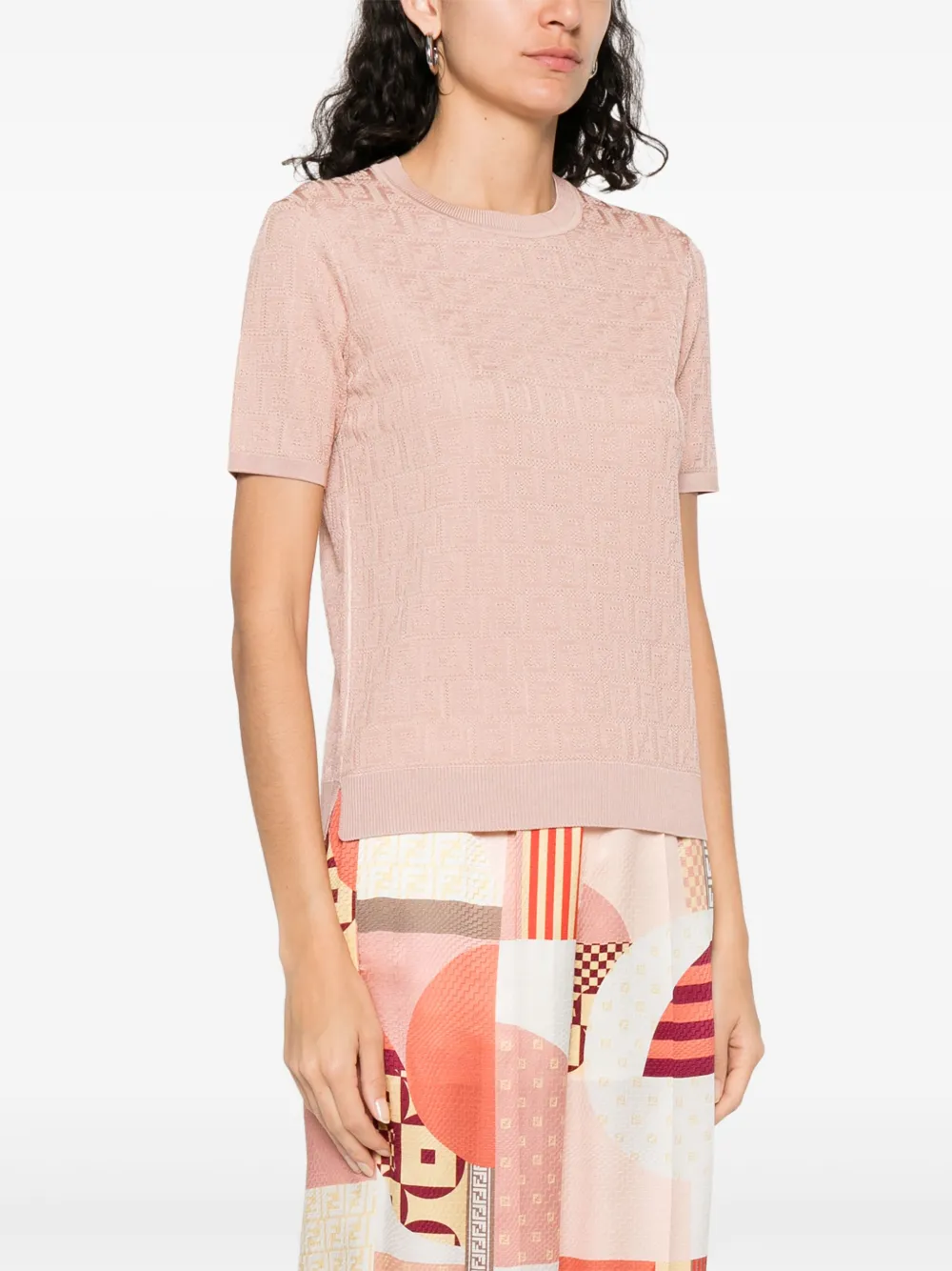 Fendi Ff Cotton And Viscose Short Sleeved Jumper