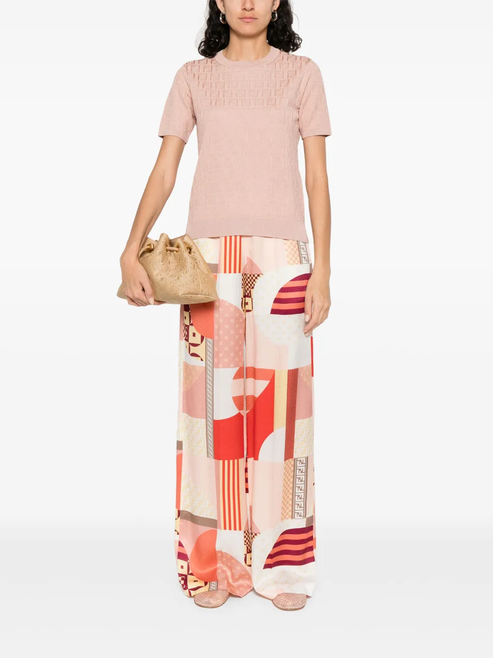 Fendi Ff Cotton And Viscose Short Sleeved Jumper