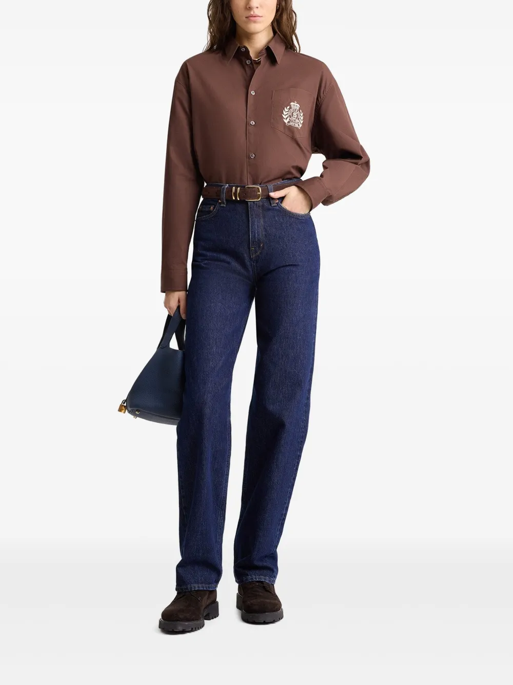 Sporty & Rich H&W Crest shirt Bruin