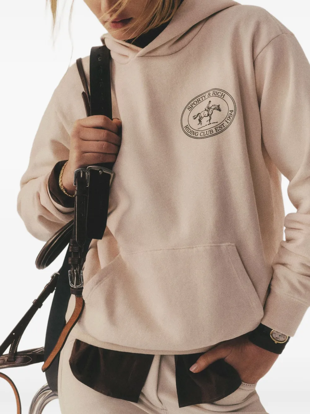 Sporty & Rich cotton hoodie Beige