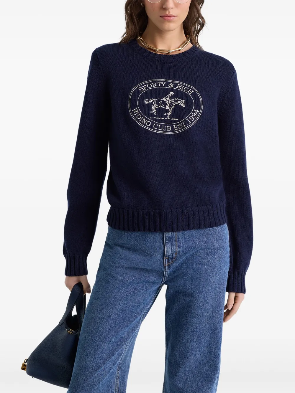 Sporty & Rich cotton sweatshirt Blauw
