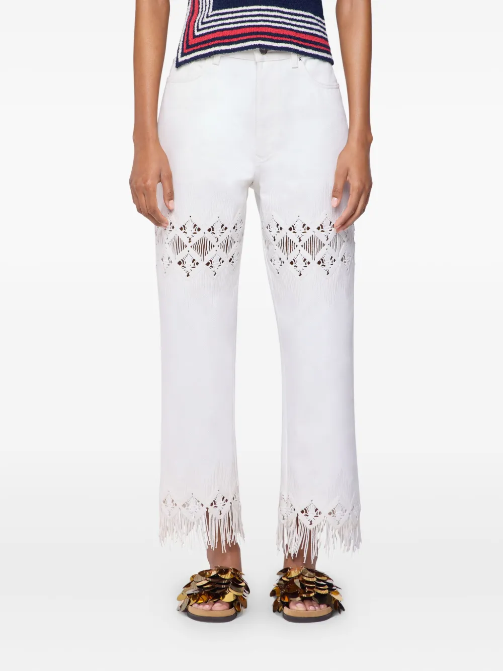 Rabanne Broek met franje Wit