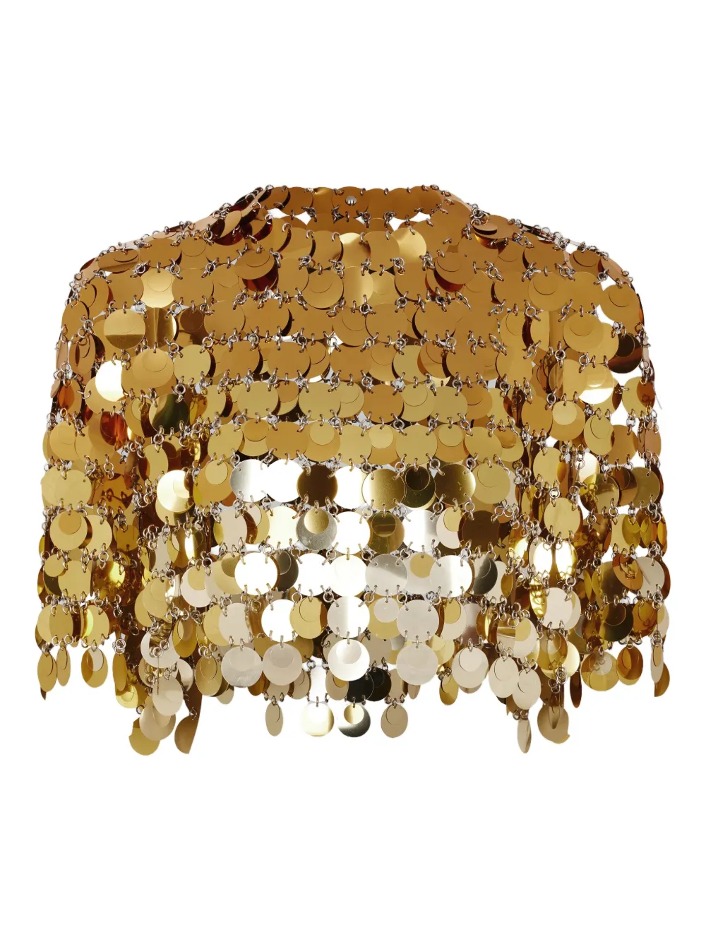 Rabanne Womens Gold Degrade Sparkle Discs Woven Cropped Top