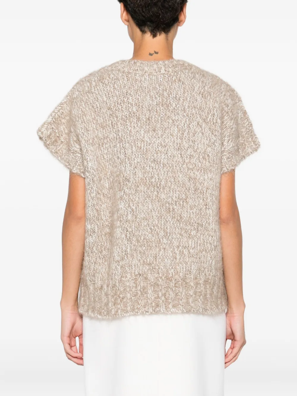 P.A.R.O.S.H. Top met V-hals en korte mouwen Beige