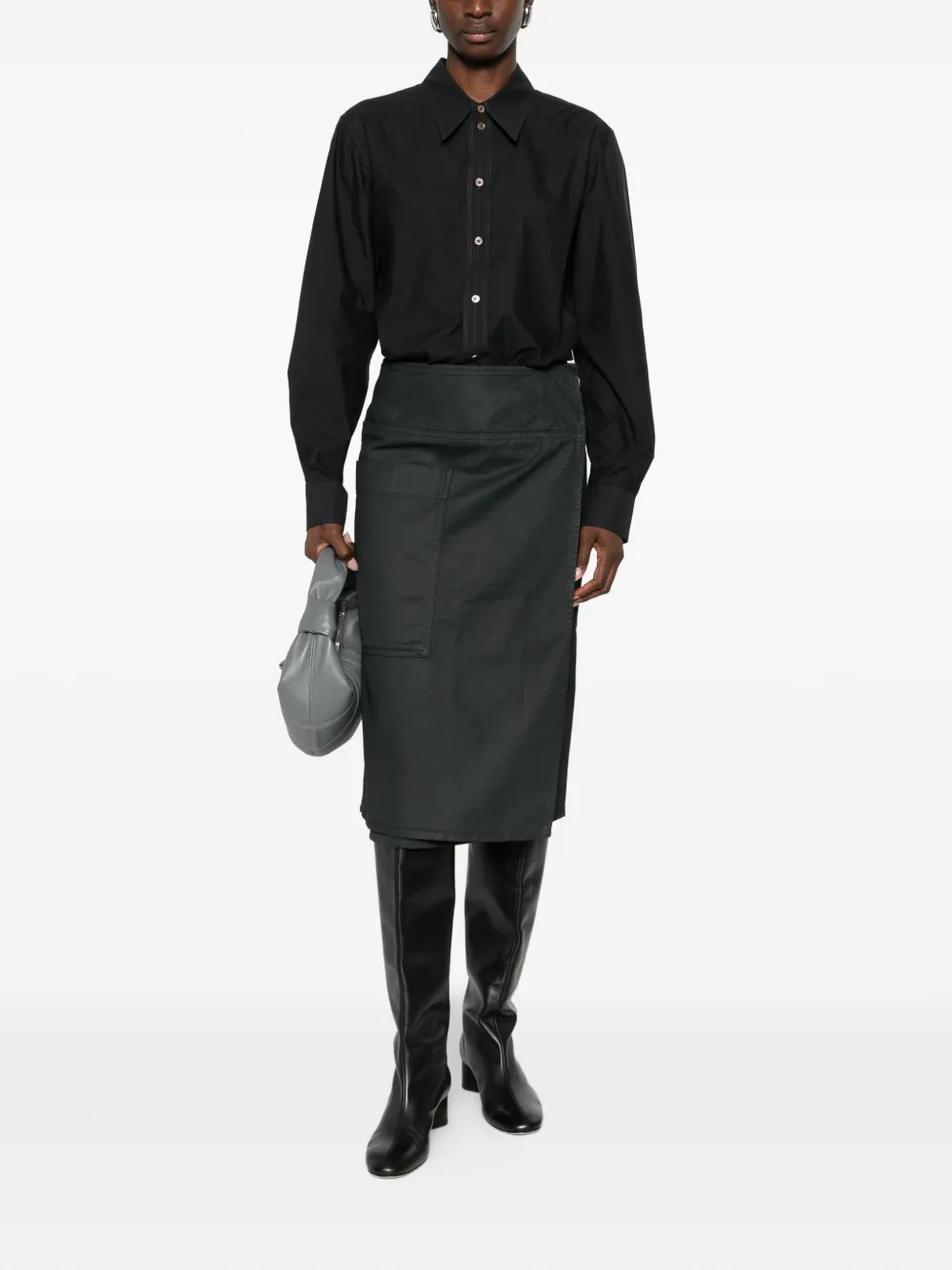 LEMAIRE pocket midi straight skirt - Zwart