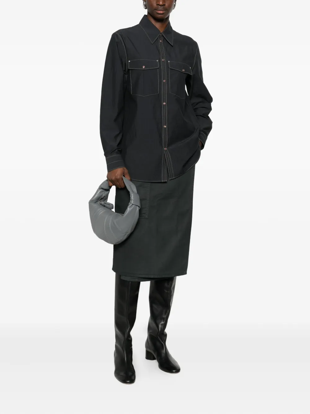 LEMAIRE topstitching shirt - Zwart