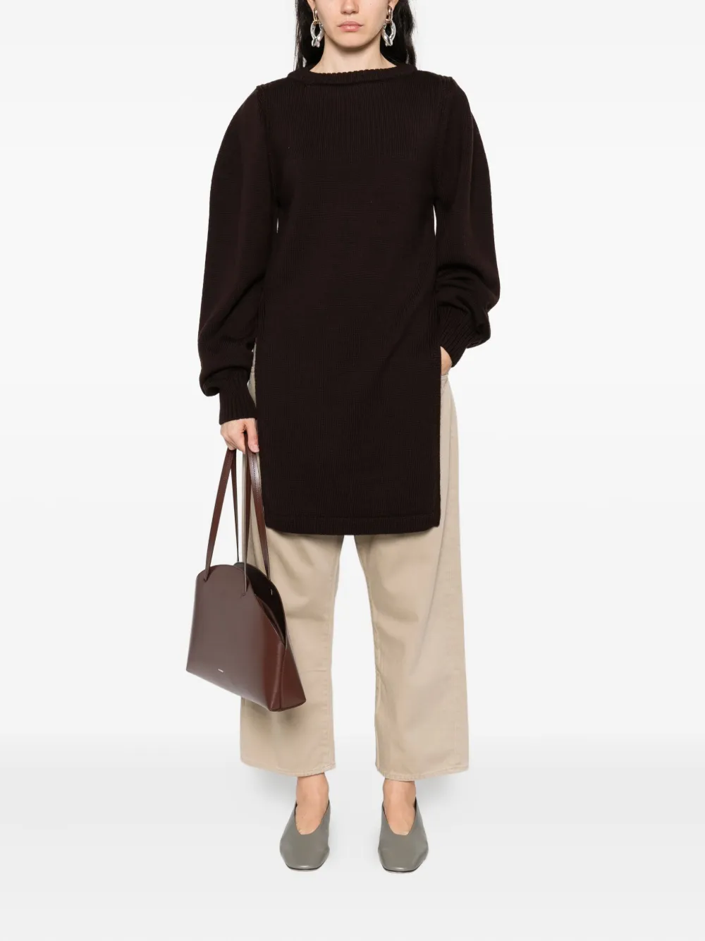 LEMAIRE slits wool sweater Bruin