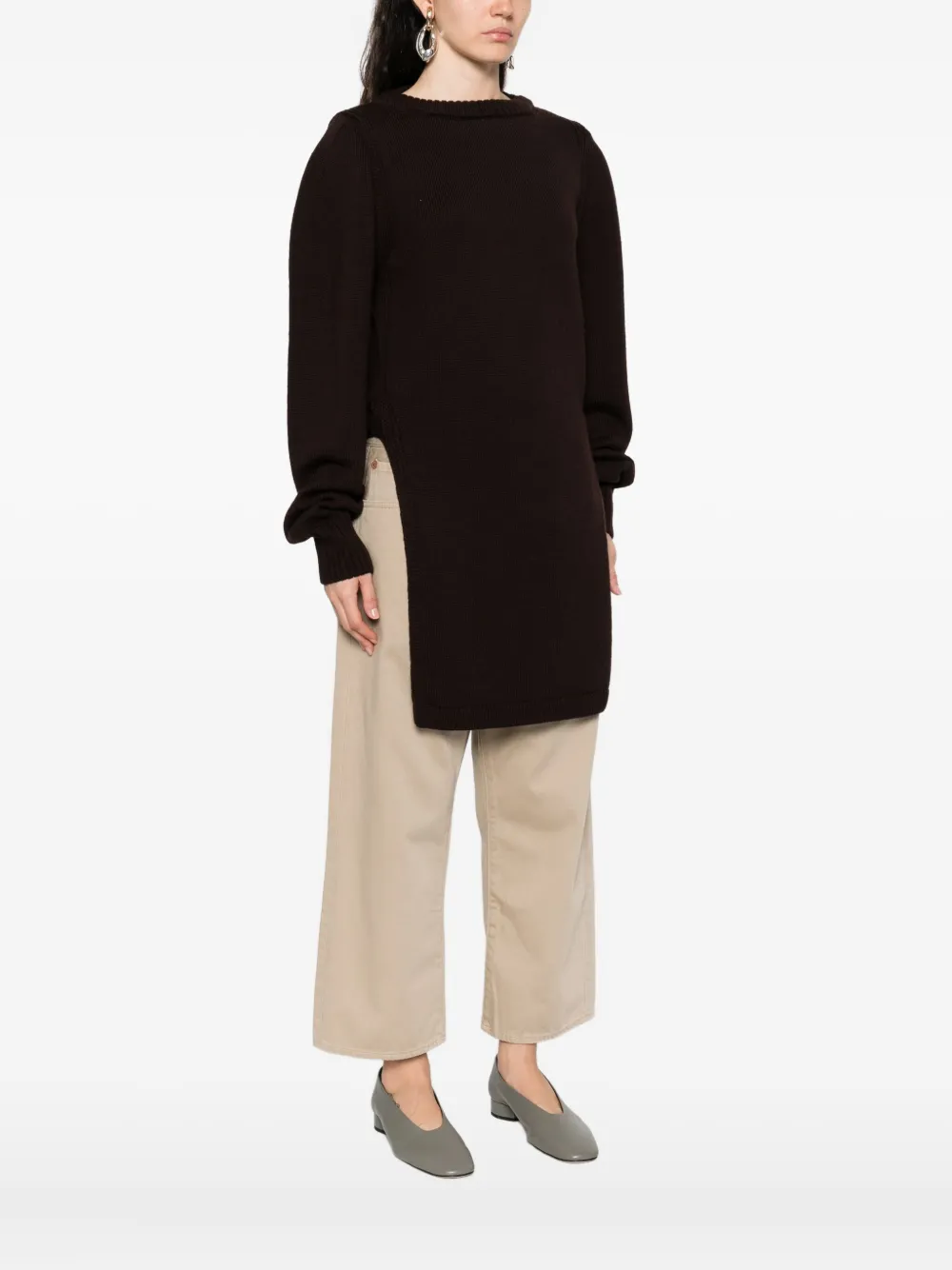 LEMAIRE slits wool sweater Bruin