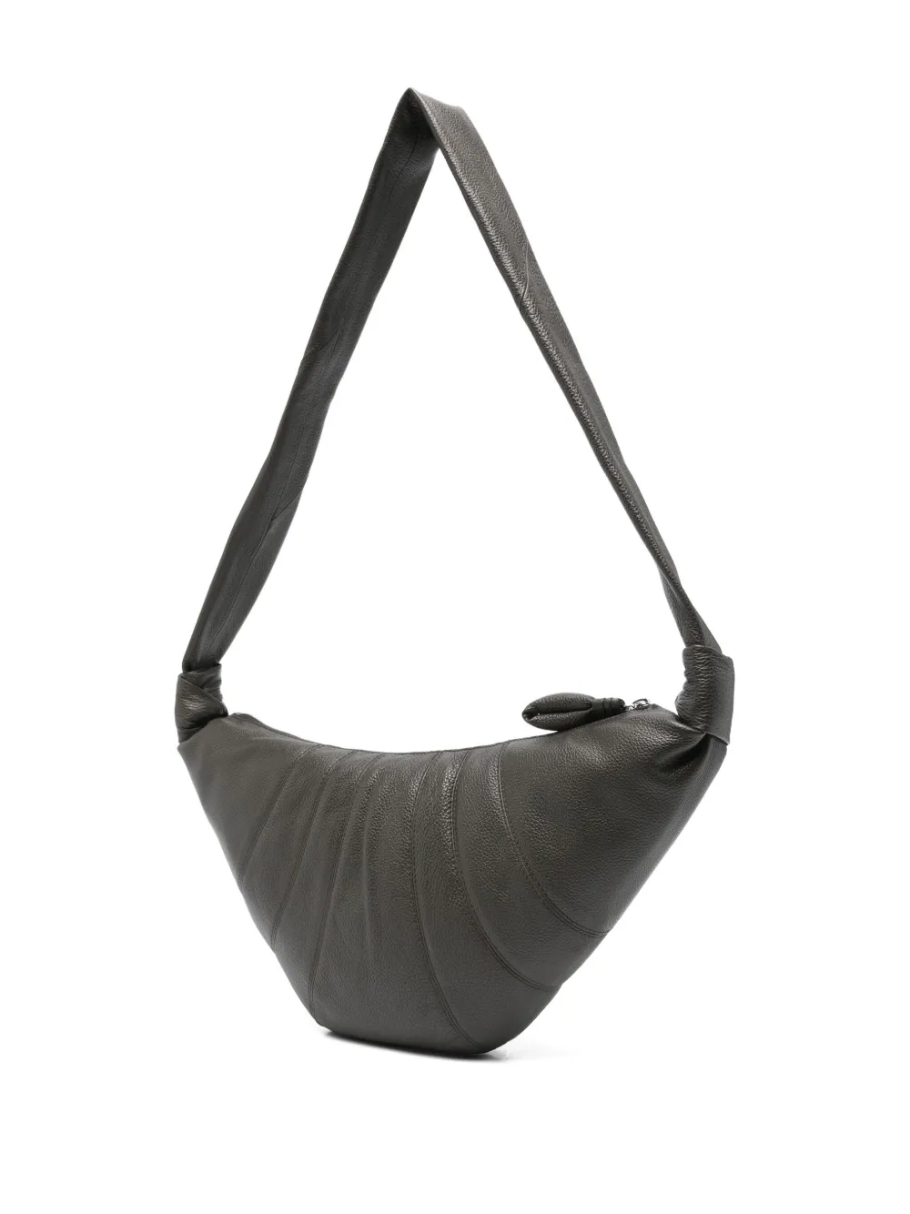 Lemaire Medium Croissant Leather Shoulder Bag In Gray