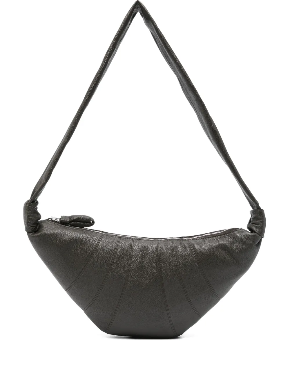 Lemaire Medium Croissant Leather Shoulder Bag In Gray