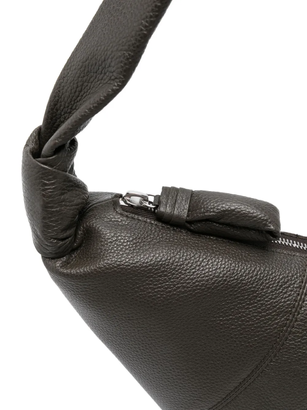 Lemaire Medium Croissant Leather Shoulder Bag In Gray