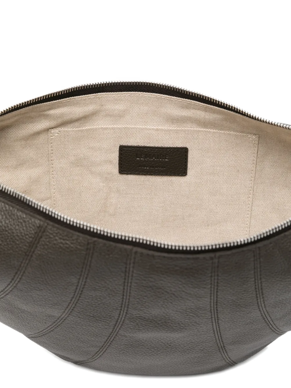 Lemaire Medium Croissant Leather Shoulder Bag In Gray