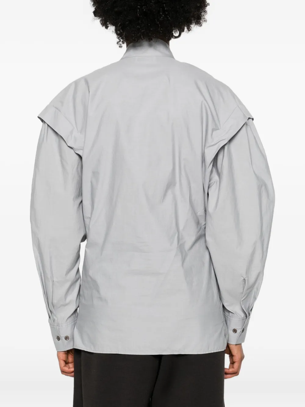 LEMAIRE Ascot top met pofmouwen en V-hals Blauw