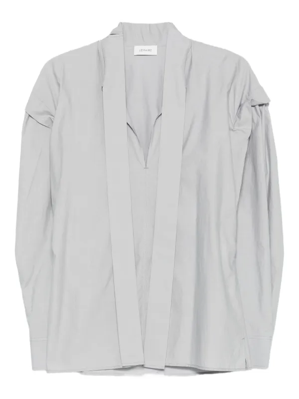 Lemaire Ascot Tie-neck Long-sleeve Blouse in Blue