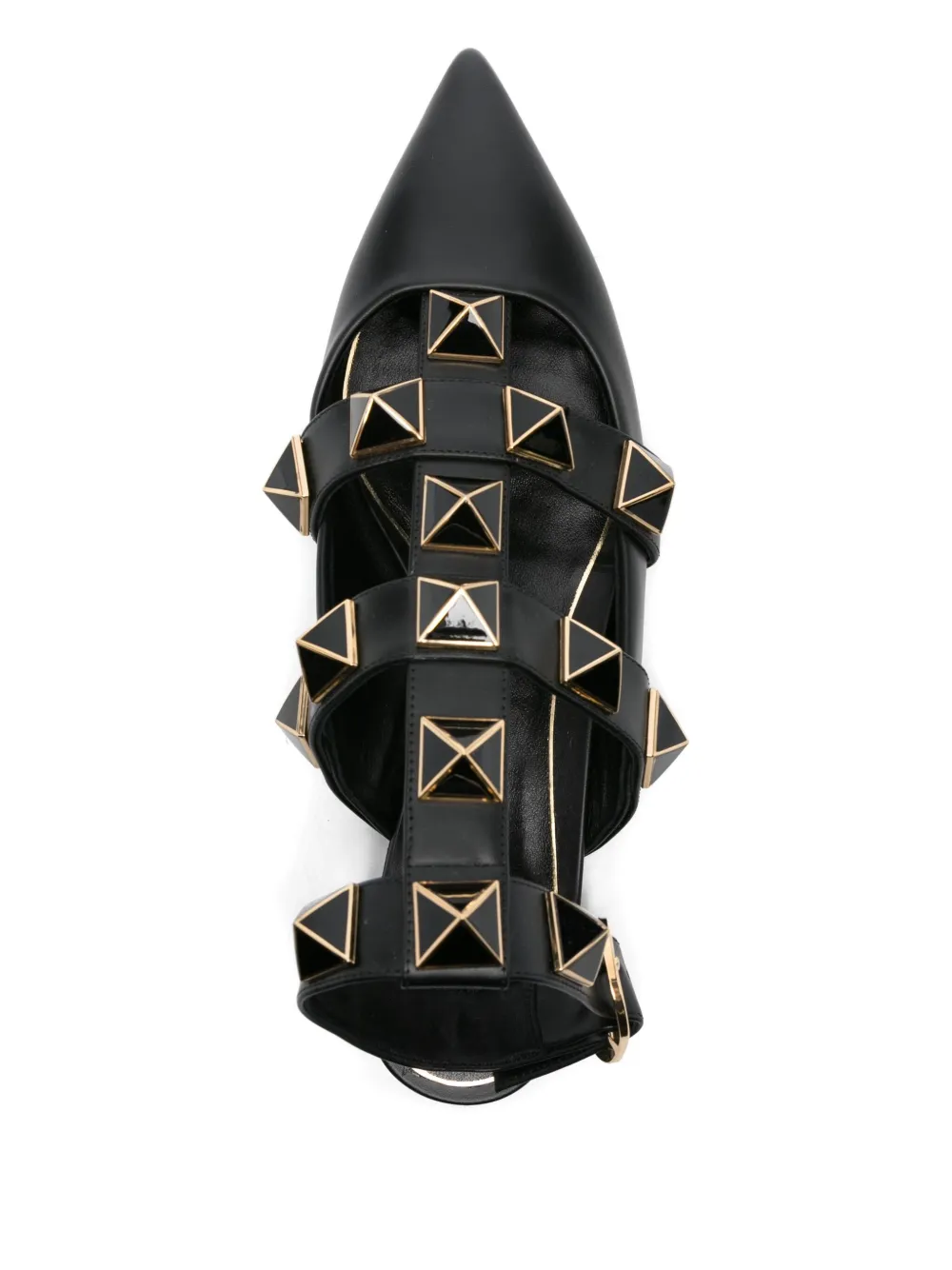 Valentino Garavani Roman Stud pointed-toe ballerina flats Black
