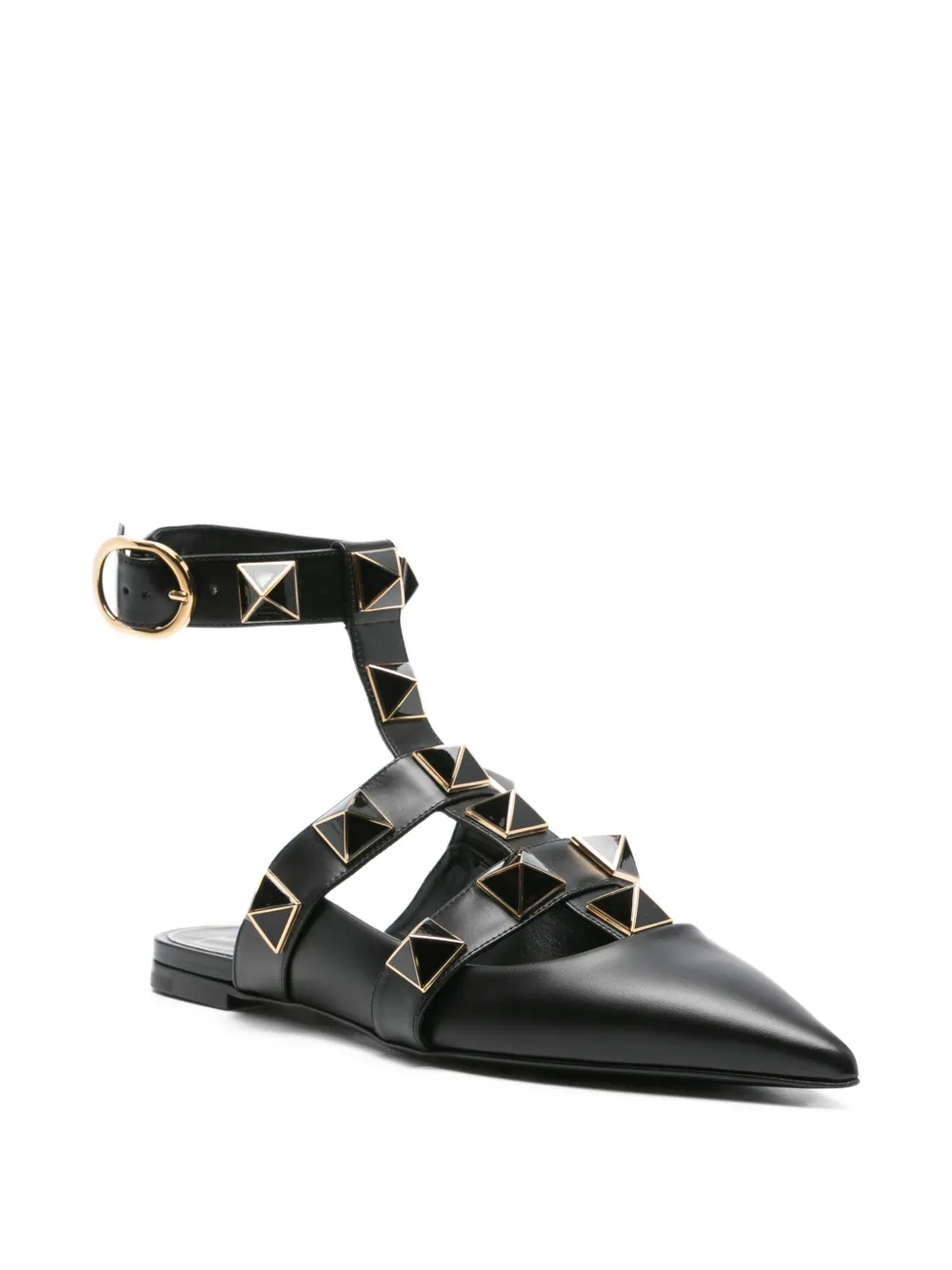 Valentino Garavani Roman Stud pointed-toe ballerina flats Black