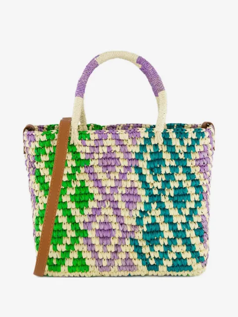 Sensi Studio medium Canasta patterned-straw tote bag