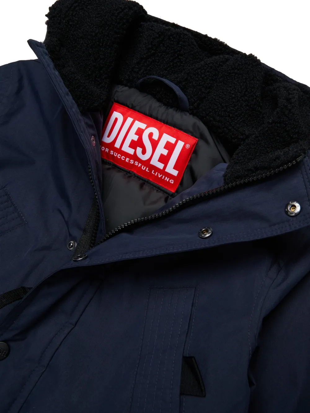 Diesel Kids hooded puffer jacket Blauw