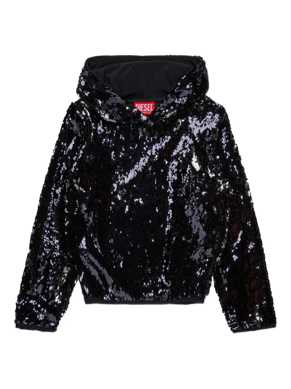 Diesel Kids Hoodie met pailletten Zwart