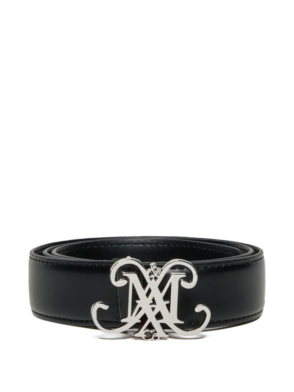 Max & Co Logo-plaque Leather Belt In Black